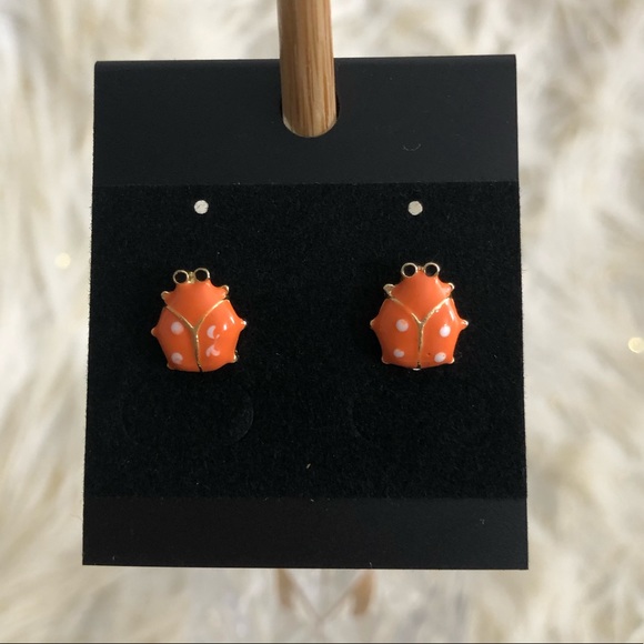 Jewelry - 18K Orange Ladybug Earrings